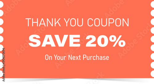 Thank you coupon offering twenty percent discount