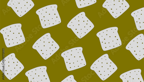 Toast Bread Seamless Pattern Background. Bakery Food Texture. Minimal Vector Illustration
