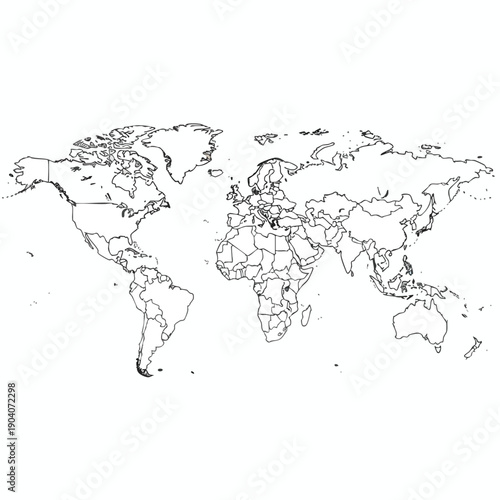 Wallpaper Mural Detailed World Map Outline Illustration Torontodigital.ca