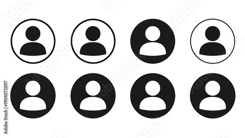 Set of circular user avatar icons in alternating light and dark styles suitable for UI design.