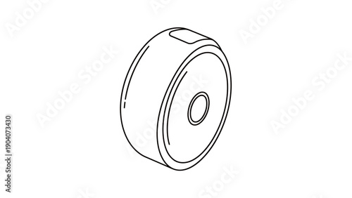 Compact retractable tape measure tool with circular housing and measuring blade for quick layouts.