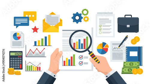 Business data analytics with dashboards, charts and visualizations showing growth, trends, and performance insights.