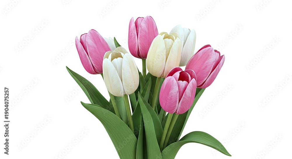 Naklejka premium Bouquet of Pink and White Tulips