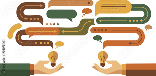 Hands Holding Light Bulbs with Pipe Lines.