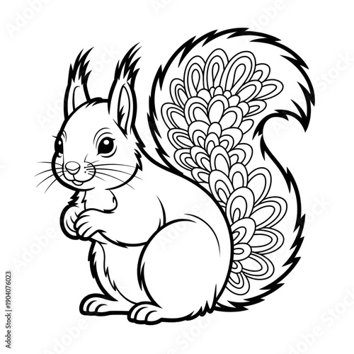 squirrel mandala illustration vector style coloring page