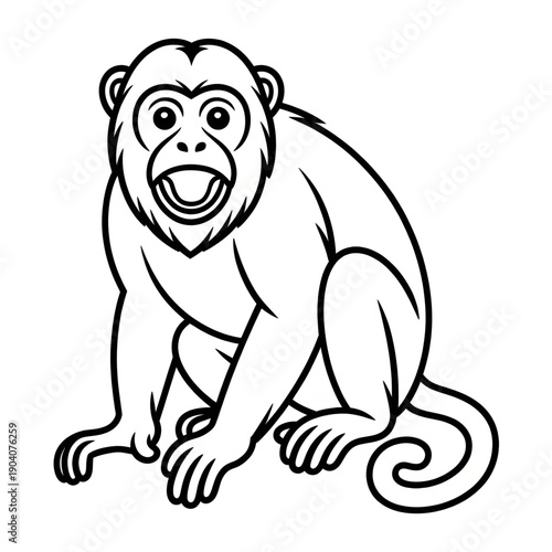 Howler monkey illustration vector style coloring page 