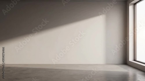 Minimalist empty room ambiance Capturing the serene and spacious feel of an unadorned interior purely through light.