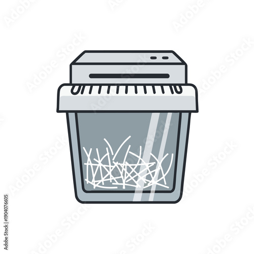 Illustration of a paper shredder with shredded documents
