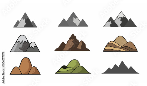 Cute cartoon mountain flat vector illustration for kids