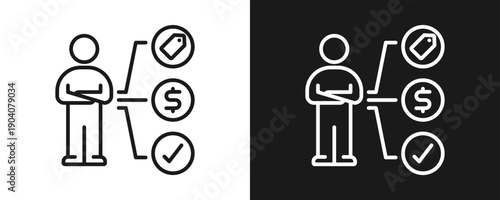 Consumer Behavior Icon Set Outline In White And Black Background