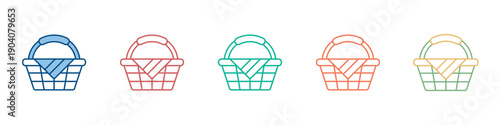 Picnic Basket Icon Set Multiple Style Collection 
