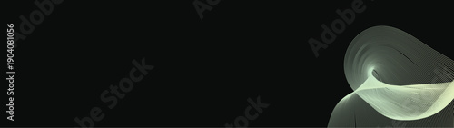 Abstract Modern vector long banner gradient dark spiral circle line wave illustration black background with arrows and copy space for text waves shape for business technology sphere EPS 10