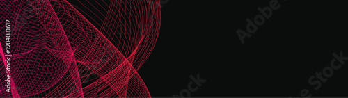 Abstract Modern vector long banner gradient dark spiral circle line wave illustration black background with arrows and copy space for text waves shape for business technology sphere EPS 10