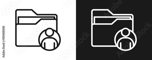 Personal Data Icon Set Outline In White And Black Background