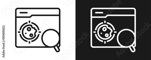 Cookie Tracking Icon Set Outline In White And Black Background