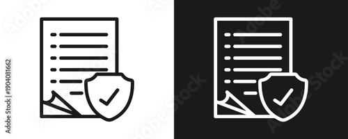 Consent Icon Set Outline In White And Black Background