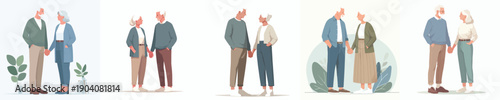 vector old couple holding hands valentine