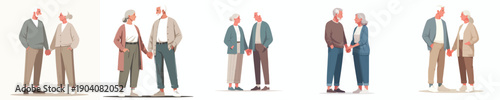 vector old couple holding hands valentine