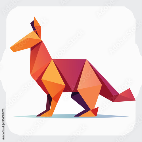 Colorful polygonal fox illustration in a modern geometric origami style