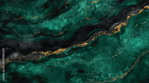 Dark Green Marble Texture Background with Gold Veins Luxury Abstract Stone Pattern Natural Rock Surface for Interior Design Wallpaper Wall Art Decorative High Resolution Adobe Illustrator Artwork