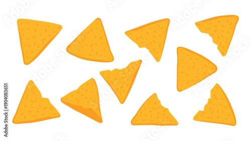 Tortilla Chips Collection Flat Design Vector Illustration