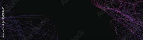 Abstract Modern vector long banner gradient dark spiral circle line wave illustration black background with arrows and copy space for text waves shape for business technology sphere EPS 10
