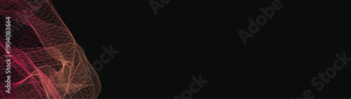 Abstract Modern vector long banner gradient dark spiral circle line wave illustration black background with arrows and copy space for text waves shape for business technology sphere EPS 10