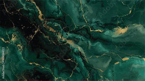 Dark Green Marble Texture Background with Gold Veins Luxury Abstract Stone Pattern Natural Rock Surface for Interior Design Wallpaper Wall Art Decorative High Resolution Adobe Illustrator Artwork