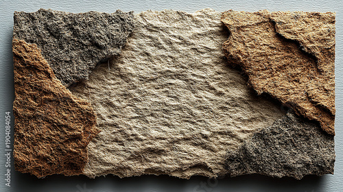 A textured stone surface with rough, uneven edges and natural coloration.