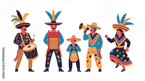 Colorful mariachi band vector illustration flat design