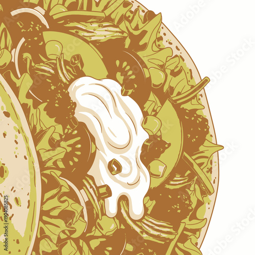 Illustration of Taco with Sour Cream.