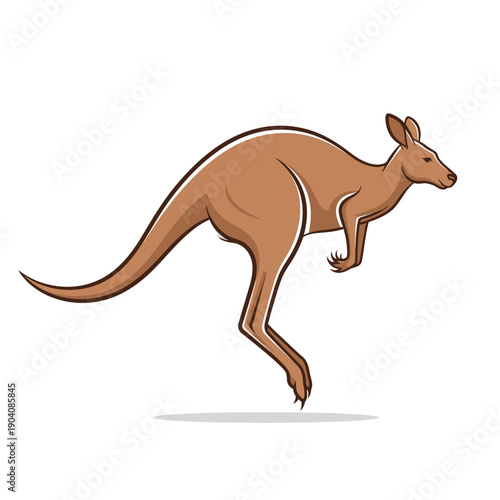 Kangaroo Jumping Illustration Isolated White.