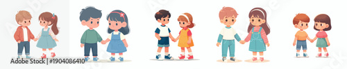 vector two children holding hands valentine