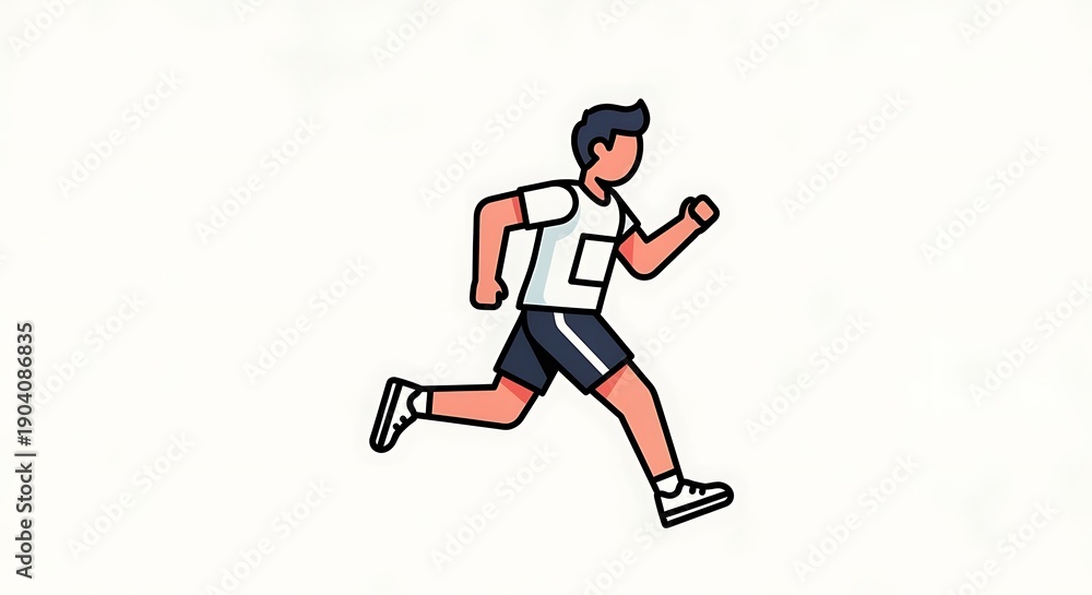 Obraz premium Man Running Illustration Fitness Active Lifestyle.