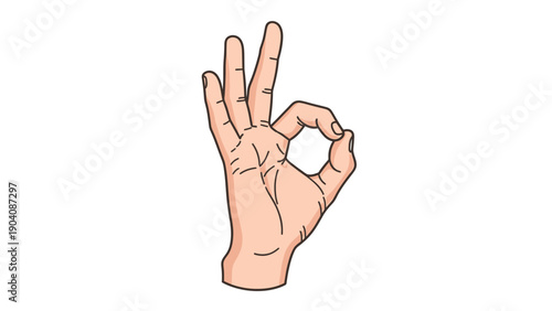 Hand Making OK Gesture Illustration.