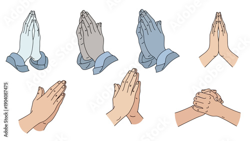 Hands in Prayer and Clasped Together Gestures.