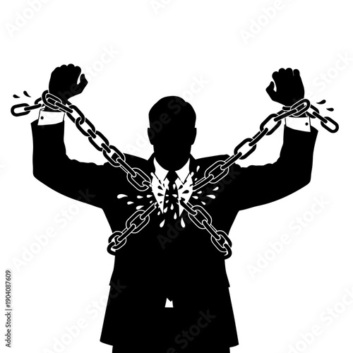 Man Breaking Free from Chains.