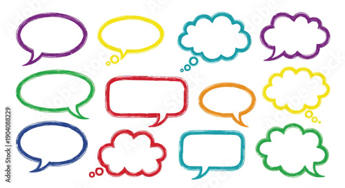 Colorful Hand Drawn Speech Bubbles and Thought Clouds Collection.