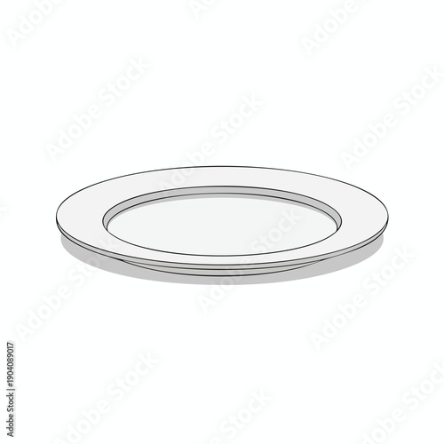 Empty White Plate on White Background