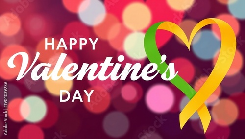 Happy valentine's day with heart ribbon