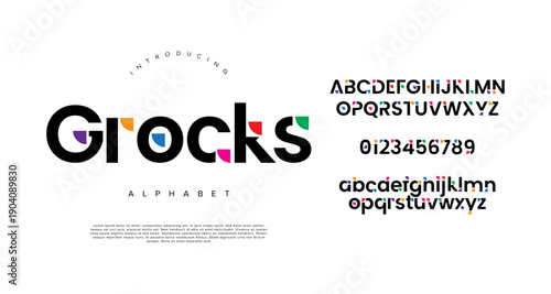 Grocks Alphabet Modern Geometric Colorful Font with Creative Artistic Shapes for Playful Brand Identity Design
