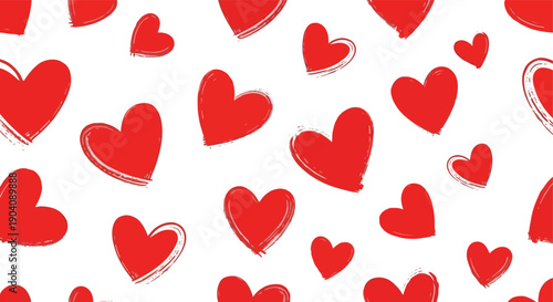 Seamless pattern of red hearts, perfect for romantic and loving designs.
