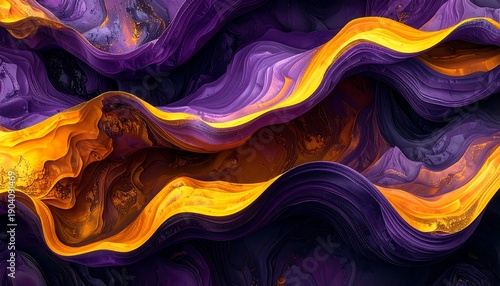 Vibrant Abstract Swirls of Orange, Yellow, and Purple Hues.