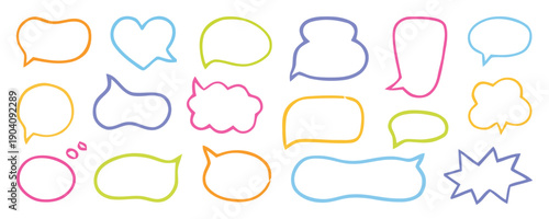 Wallpaper Mural Colorful Hand-Drawn Speech Bubbles and Thought Balloons Set. Torontodigital.ca