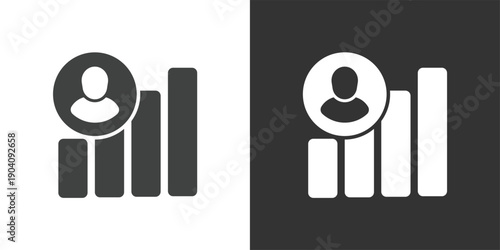 User Growth Statistics icon. Solid glyph series icon