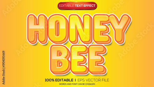 3d text effect honey bee theme