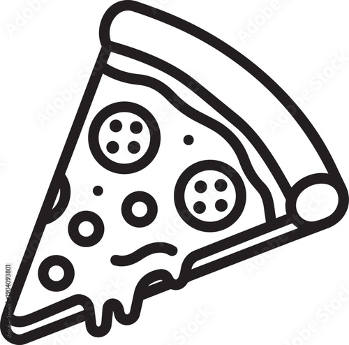 Slice of Savory Pizza icon : A single slice of pizza, a culinary delight with a perfectly crisp crust, flavorful toppings and gooey cheese.