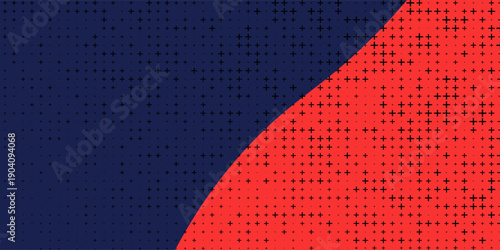 Dynamic red background with layered wavy shapes and black dithered pixel textures creating a sense of depth and fluid digital motion Vector Illustration