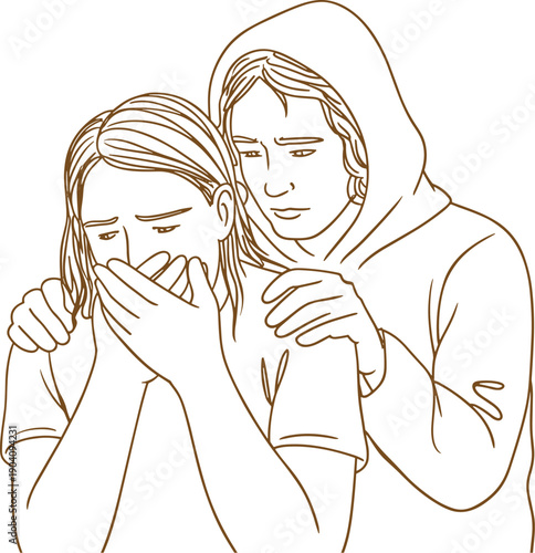 Supportive Man Comforting Crying Woman Vector Illustration - Empathy and Mental Health Concept
