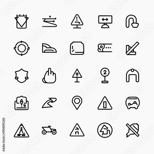 Ultra minimal line art traffic symbols